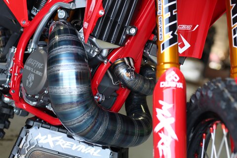 mXrevival HELFYRE GASGAS MC500 Custom Dirt Bike With Custom Printed Radiator Louver Decals.