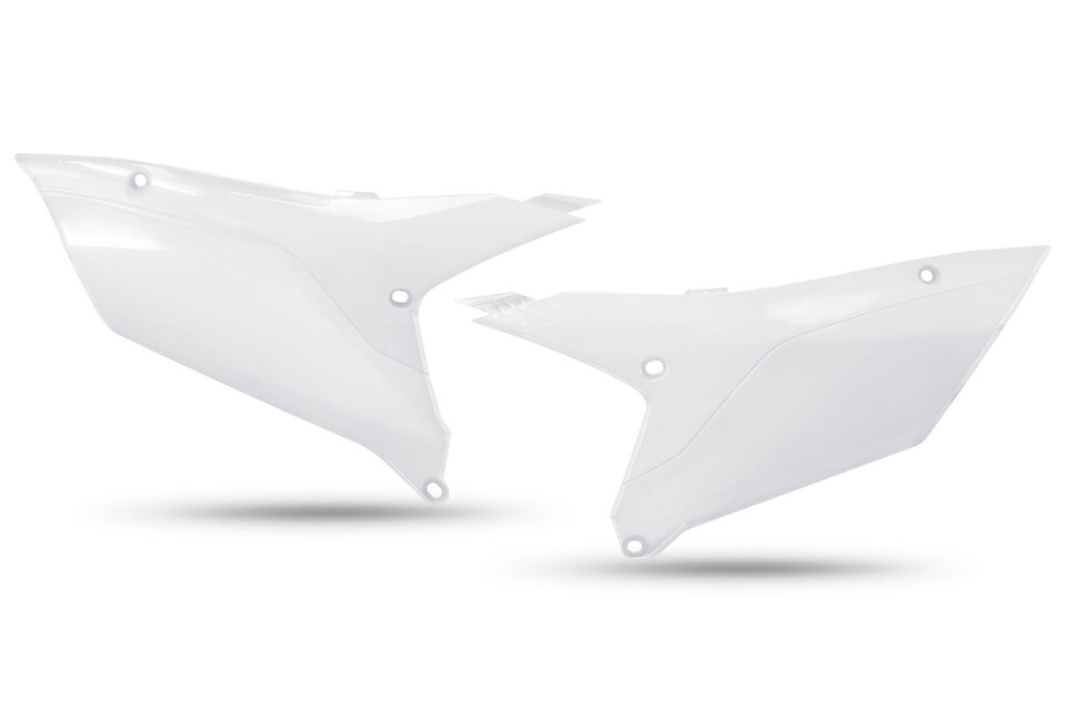 UFO White Side Number Plates replacement plastics for 23-24 Yamaha YZ250F, YZ450F dirt bikes