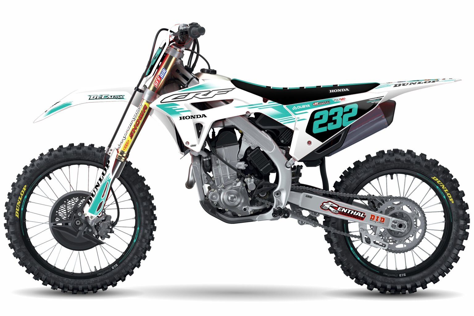 Honda CR250 White 232 Series Dirt Bike Graphics Kit