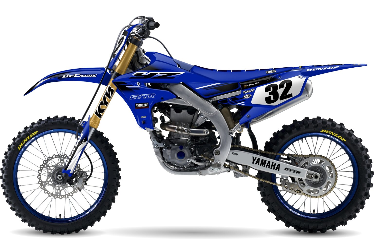 Yamaha YZ125 and YZ250 blue 232 design custom dirt bike graphics kit