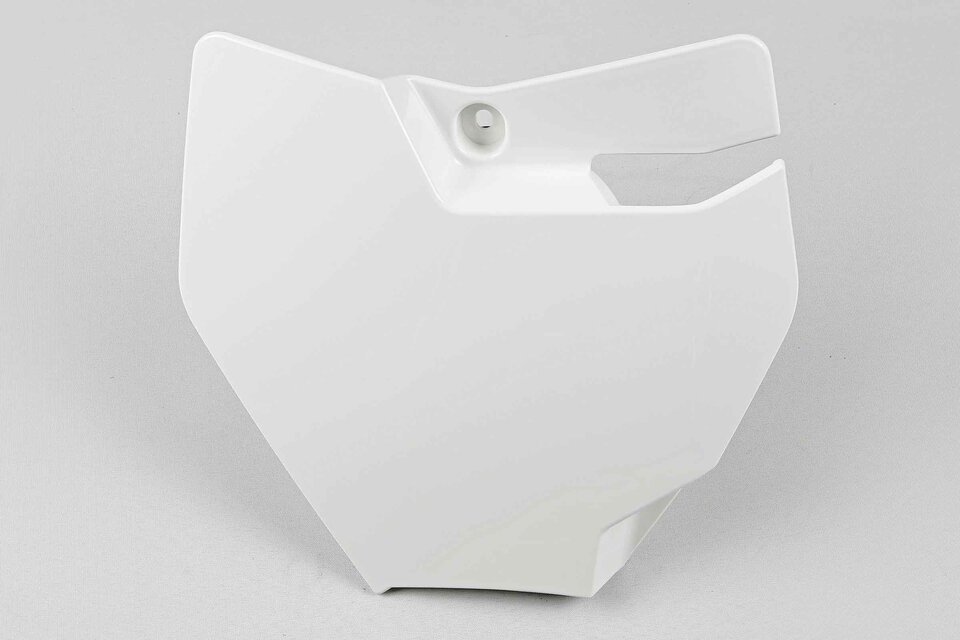 UFO White Front Number Plate replacement plastics for 16-23 GasGas, KTM MC, SX65 dirt bikes