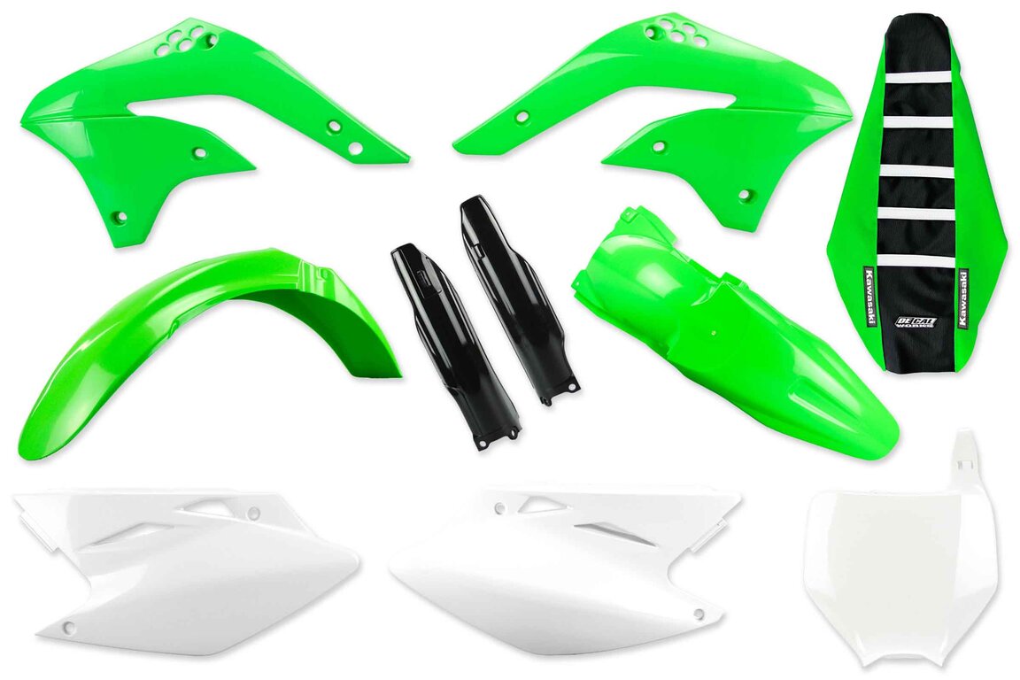 Mix & Match Plastic Kit With Lower Forks & Seat Cover for 06-08 Kawasaki KX250F