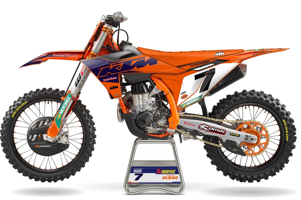 KTM SXF Blue/Orange Factory 24 Number Plate Graphics Kit with Airbox