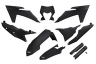 UFO Black w/ Forks Plastic Kit for 24-25 KTM EXCF, XCF, XCW, XCW300 Factory Edition, XW