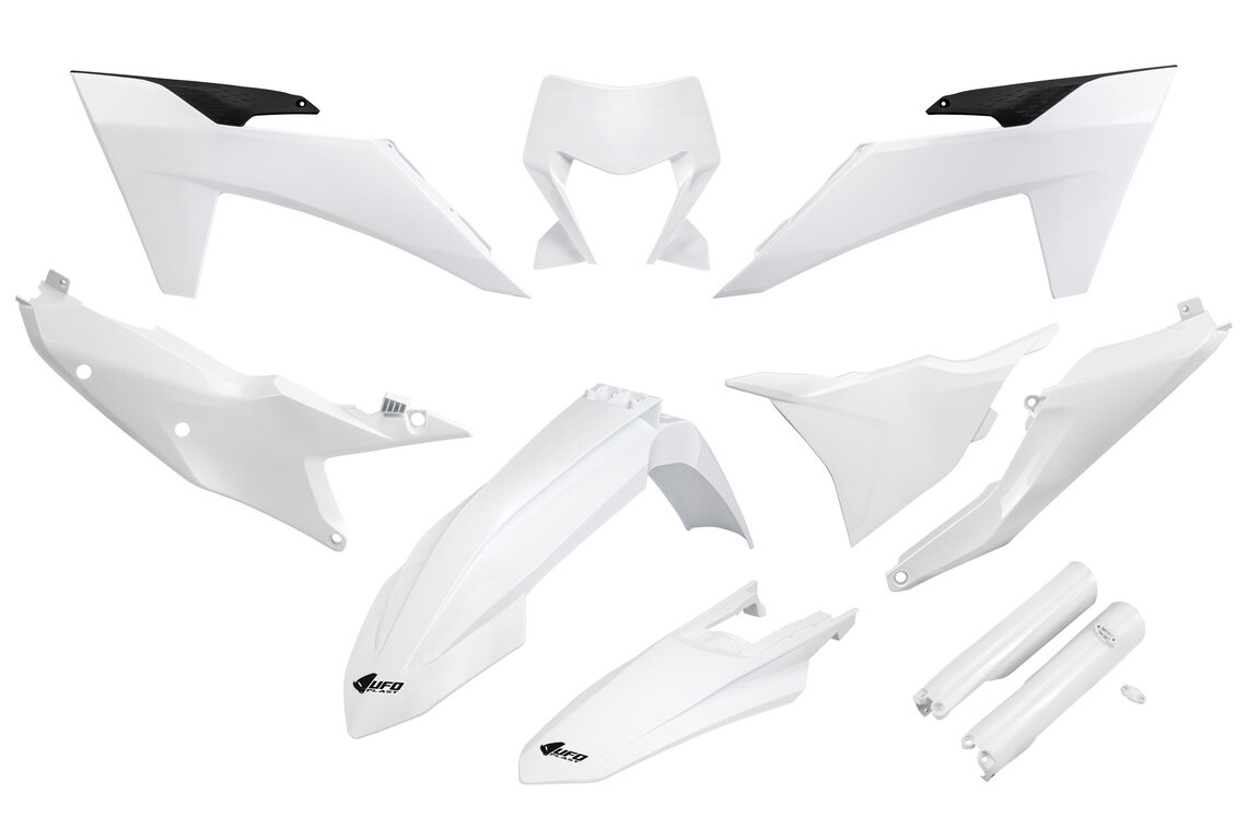 UFO White w/ Forks Plastic Kit for 24-25 KTM EXCF, XCF, XCW, XCW300 Factory Edition, XW