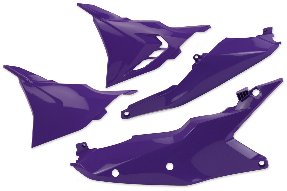 UFO Purple w/ Vented and Non-Vented airbox covers Side Number Plates with Airbox Cover for 22-25 KTM EXCF, SMR, SX, SXF, XC, XCF, XCW, XCW300 Factory Edition, XW