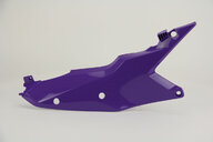 Right Side UFO Purple w/ Vented and Non-Vented airbox covers Side Number Plates with Airbox Cover replacement plastics for 22-25 KTM EXCF, SMR, SX, SXF, XC, XCF, XCW, XCW300 Factory Edition, XW dirt bikes.