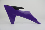 Left Side UFO Purple Radiator Shroud Set replacement plastics for 22-25 KTM EXCF, SMR, SX, SXF, XC, XCF, XCW, XCW300 Factory Edition, XW dirt bikes.