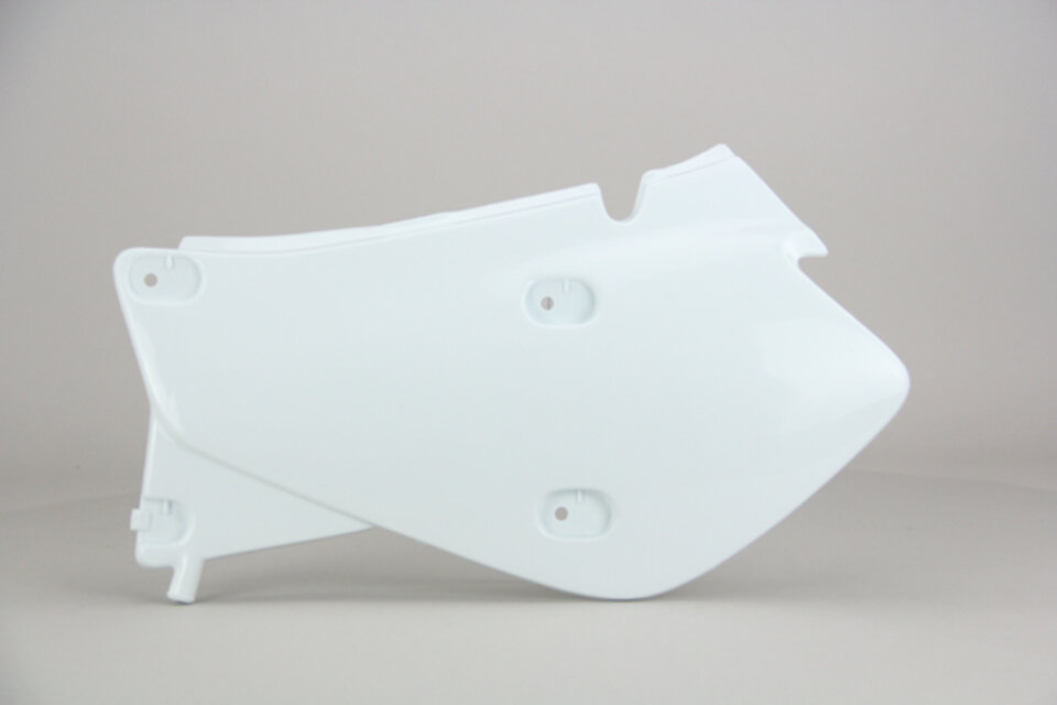 Left Side UFO White Side Number Plates replacement plastics for 01-07 Honda XR dirt bikes.