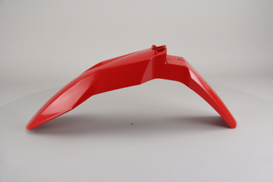 UFO Red Front Fender replacement plastics for 20-23 GasGas EC, EX, EXF, MC, MCF dirt bikes.