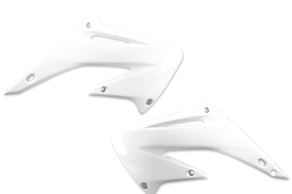 UFO White Radiator Shroud Set replacement plastics for 02-07 Honda CR125, CR250 dirt bikes