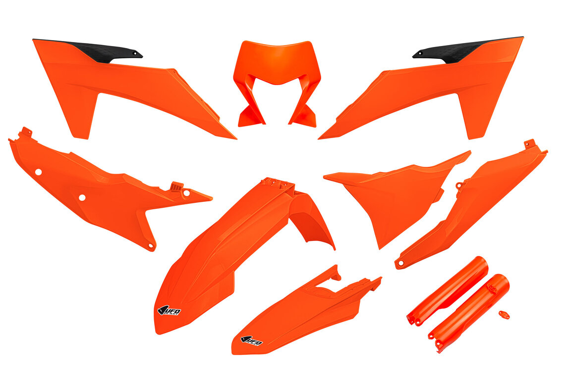 UFO Neon Orange w/ Forks Plastic Kit for 24-25 KTM EXCF, XCF, XCW, XCW300 Factory Edition, XW