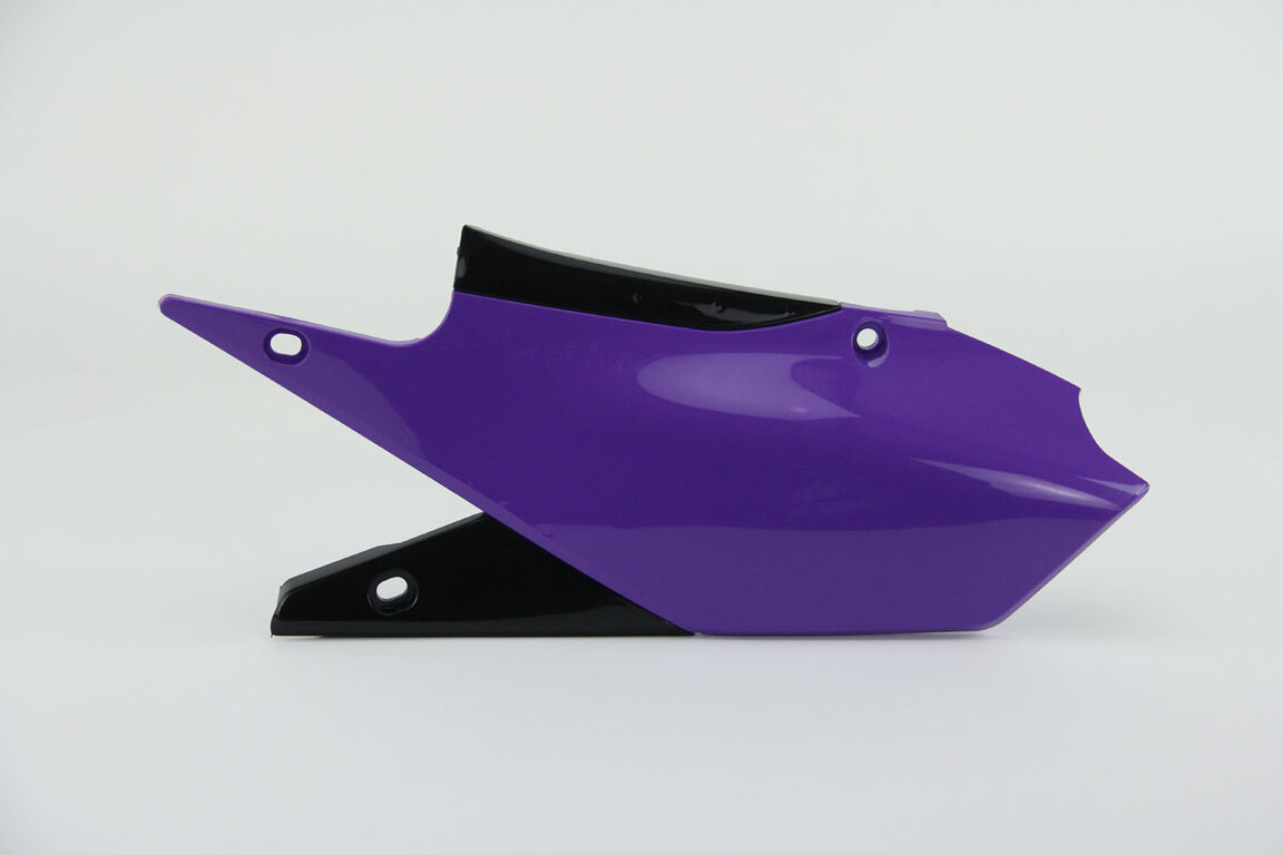 Left Side UFO Purple Side Number Plates replacement plastics for 18-24 Yamaha WRF, YZ250F, YZ450F dirt bikes.