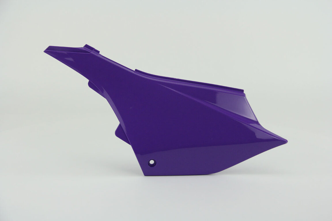 Left Side UFO Purple Side Number Plates replacement plastics for 02-25 Yamaha YZ125, YZ250 dirt bikes.