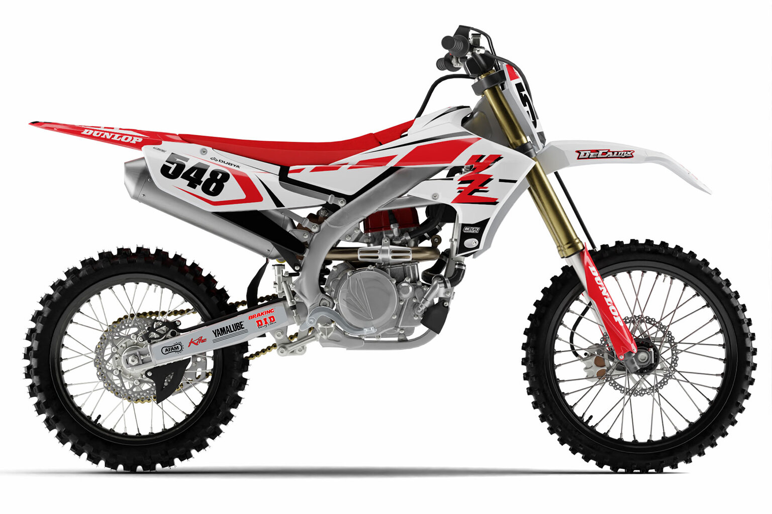 Yamaha YZ, YZF, WR, WRF, PW, TTR White, Red Strobe 1 Series Custom Dirt Bike Graphics Kit