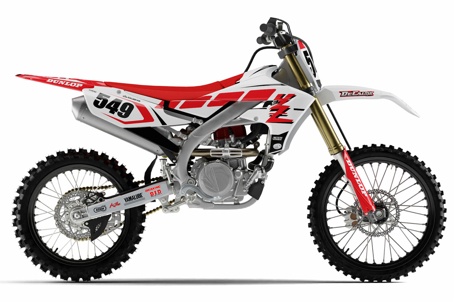 Yamaha YZ, YZF, WR, WRF, PW, TTR White, Red Strobe 2 Series Custom Dirt Bike Graphics Kit