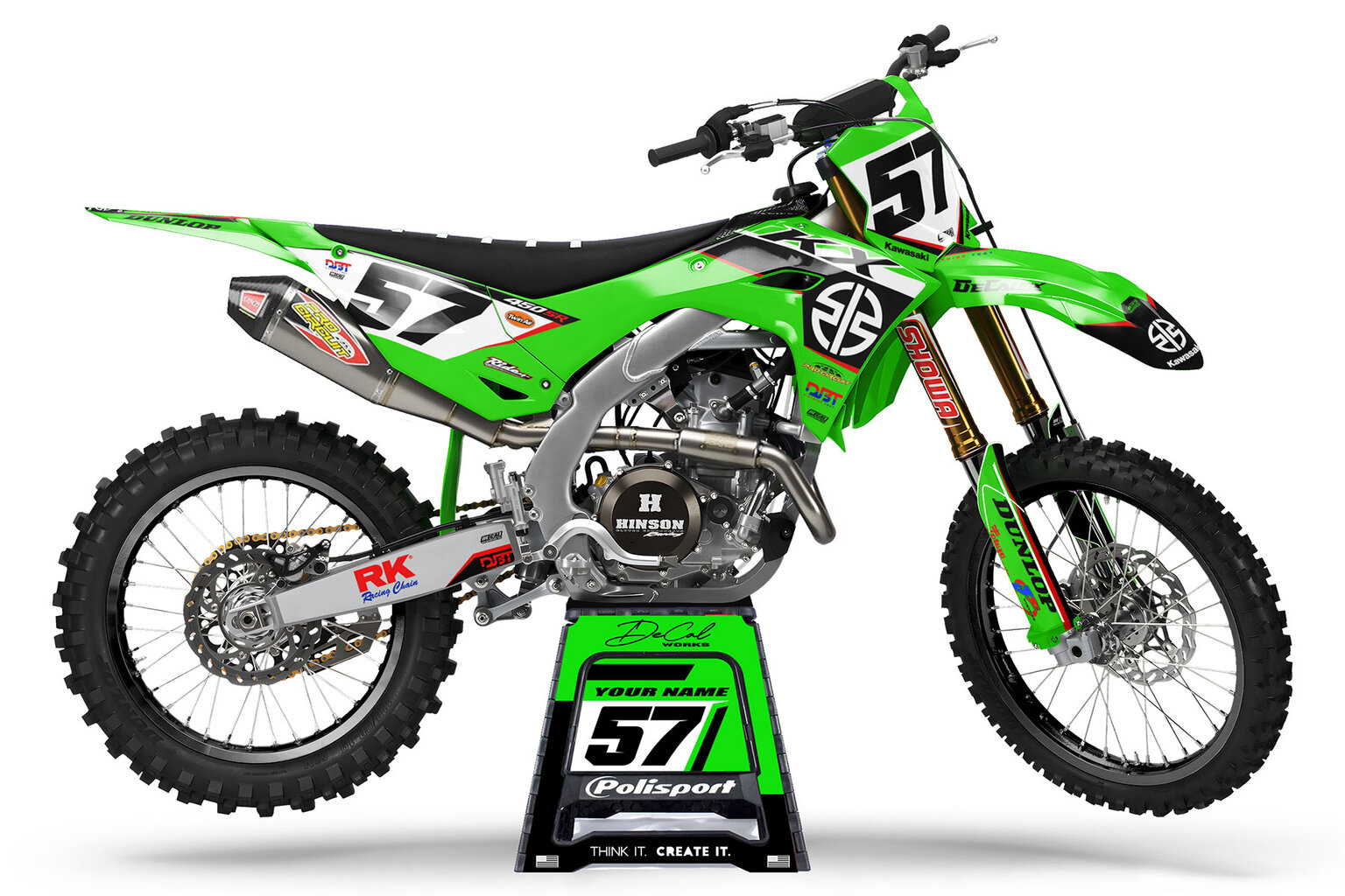 Kawasaki KX450F Green DBT Design Dirt Bike Graphics Kit