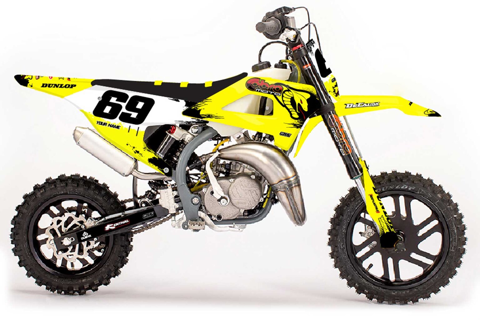 Cobra CX65, CX50, CX5E Yellow Splatter Design Dirt Bike Graphics Kit